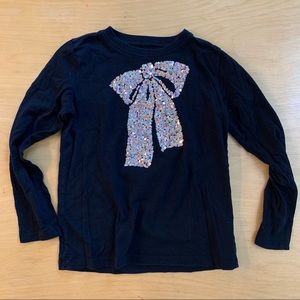 Crewcuts black long sleeve Tee w/ sequin bow, sz 8